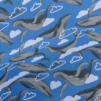 Hand Drawn Whale In The Sky Performance Linen