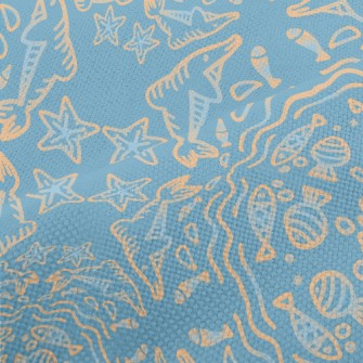 Hand Drawn Marine Life Performance Linen