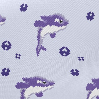 Pixel Style Purple Dolphin Twill