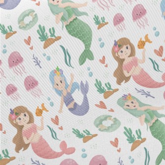 Colorful Watercolor Mermaid Twill