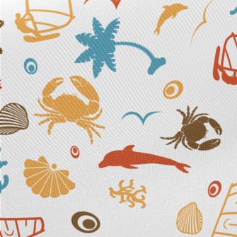 Colorful Beach Silhouette Twill