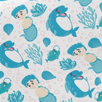 Dolphin And Mermaid Boy Twill