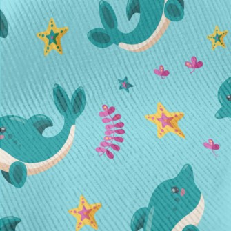 Cartoon Dolphin And Starfish Standard Corduroy