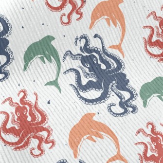 Colorful Octopus And Dolphin Standard Corduroy