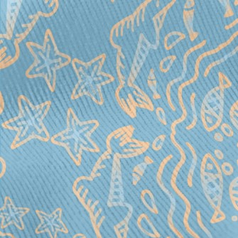 Hand Drawn Marine Life Standard Corduroy