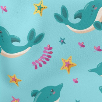 Cartoon Dolphin And Starfish Stretch Ponte