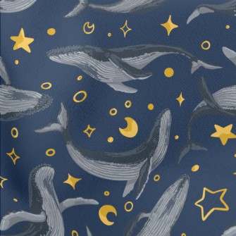 Hand Drawn Blue Whale With Sta Stretch Ponte
