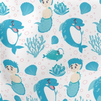 Dolphin And Mermaid Boy Stretch Ponte