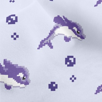 Pixel Style Purple Dolphin Micro Fleece