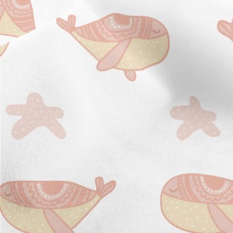 Hand Drawn Pink Whale Micro Fleece