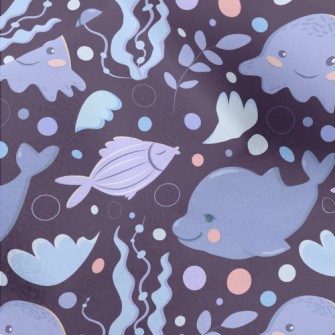 Cartoon Marine Life For Childr Micro Fleece