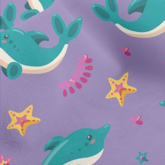 Cartoon Blue Dolphin Micro Fleece