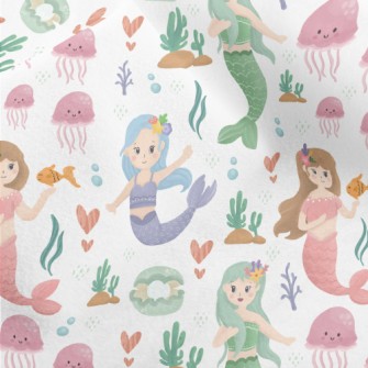 Colorful Watercolor Mermaid Micro Fleece