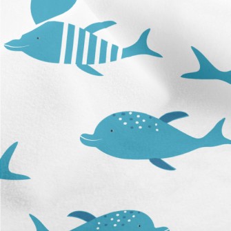 Cartoon Dolphin Pattern Micro Fleece