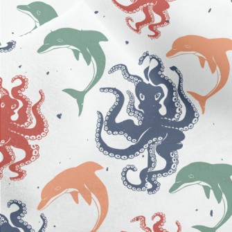 Colorful Octopus And Dolphin Micro Fleece