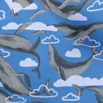 Hand Drawn Whale In The Sky Micro Fleece