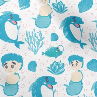 Dolphin And Mermaid Boy Micro Fleece