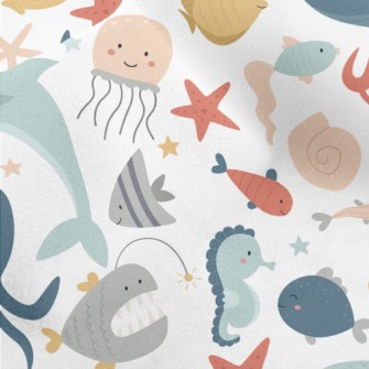 Cartoon Cute Underwater World Micro Fleece