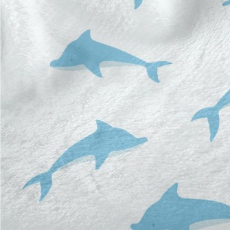 Blue Dolphin Illustration Minky