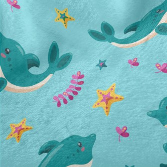 Cartoon Dolphin And Starfish Minky