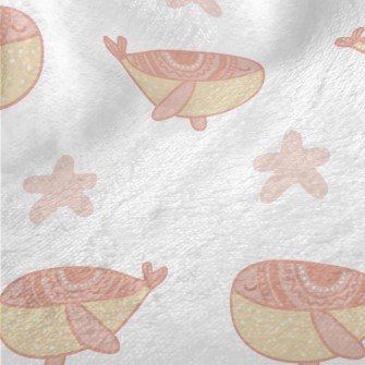 Hand Drawn Pink Whale Minky