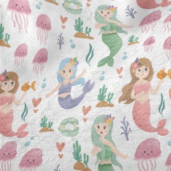 Colorful Watercolor Mermaid Minky