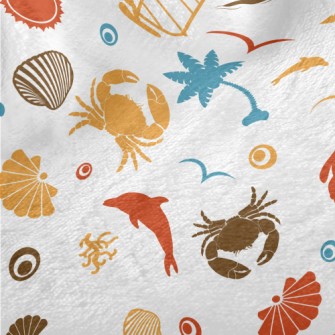 Colorful Beach Silhouette Minky