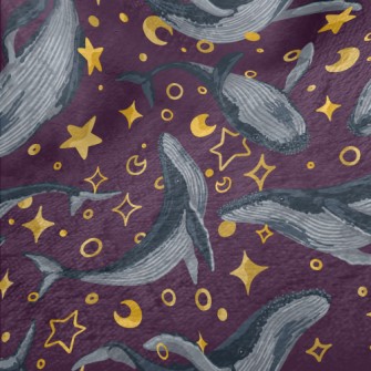 Hand Drawn Whale And Stars Minky