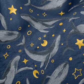 Hand Drawn Blue Whale With Sta Minky