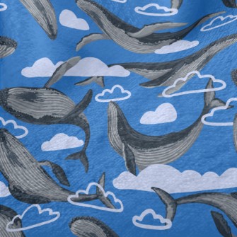 Hand Drawn Whale In The Sky Minky