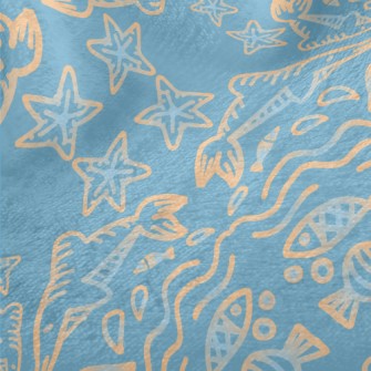 Hand Drawn Marine Life Minky