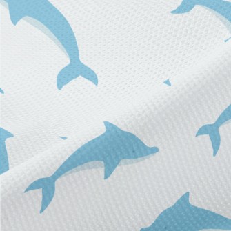 Blue Dolphin Illustration Piqué