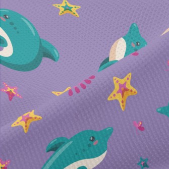 Cartoon Blue Dolphin Piqué