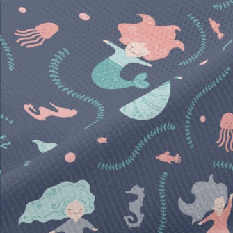 Cute Mermaid Under The Sea Piqué