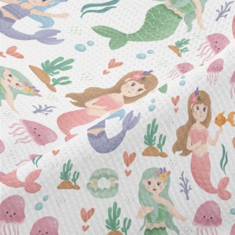 Colorful Watercolor Mermaid Piqué