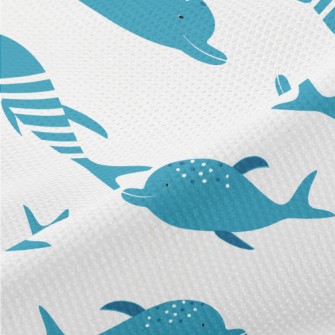 Cartoon Dolphin Pattern Piqué