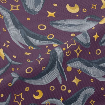 Hand Drawn Whale And Stars Piqué