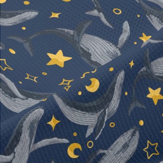 Hand Drawn Blue Whale With Sta Piqué