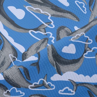 Hand Drawn Whale In The Sky Piqué