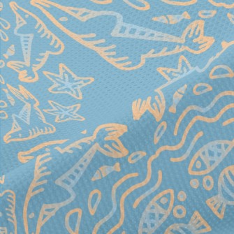Hand Drawn Marine Life Piqué