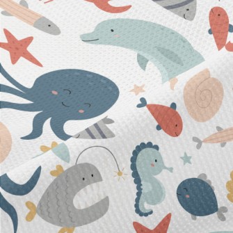 Cartoon Cute Underwater World Piqué