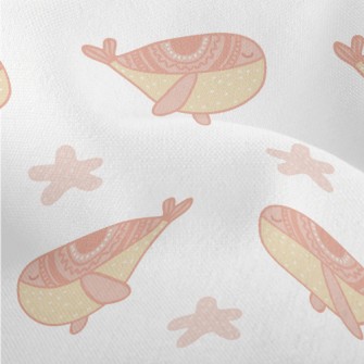 Hand Drawn Pink Whale Lightweight Performance Linen