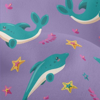 Cartoon Blue Dolphin Lightweight Performance Linen
