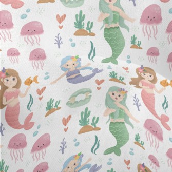 Colorful Watercolor Mermaid Lightweight Performance Linen