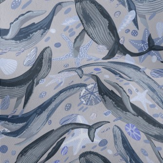 Elegant Hand Drawn Whale Lightweight Performance Linen