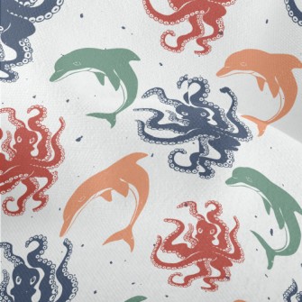 Colorful Octopus And Dolphin Lightweight Performance Linen