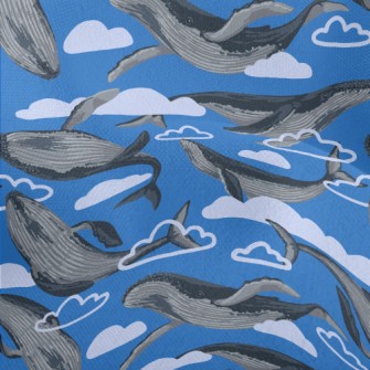 Hand Drawn Whale In The Sky Lightweight Performance Linen
