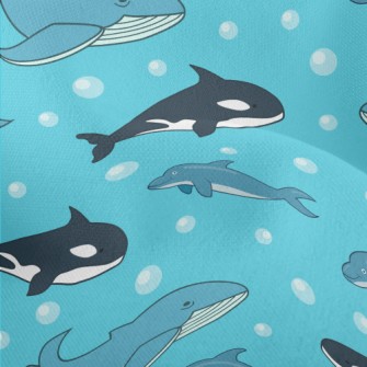 Cartoon Marine Mammals Lightweight Performance Linen