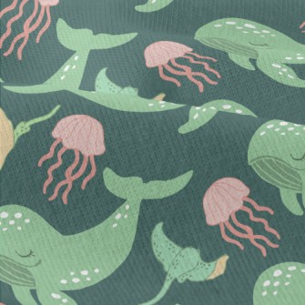 Green Whale Pink Jellyfish Modern Jersey