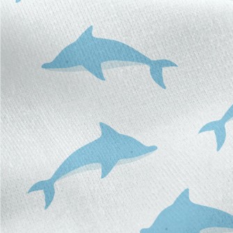 Blue Dolphin Illustration Jersey Backed Fleece